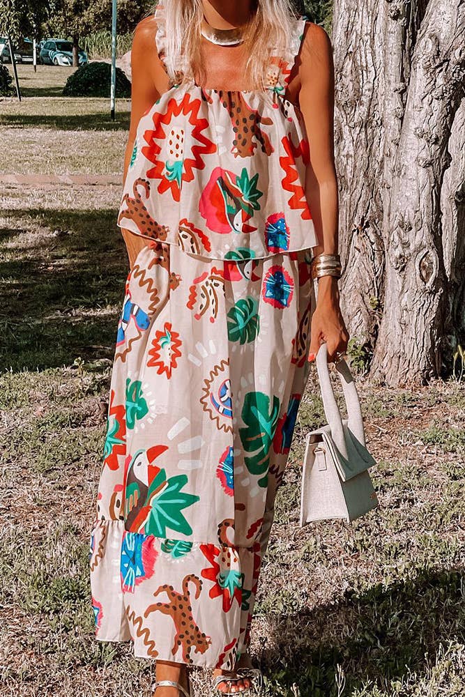 boho cami dress plus size ethnic print cami dress boho long length