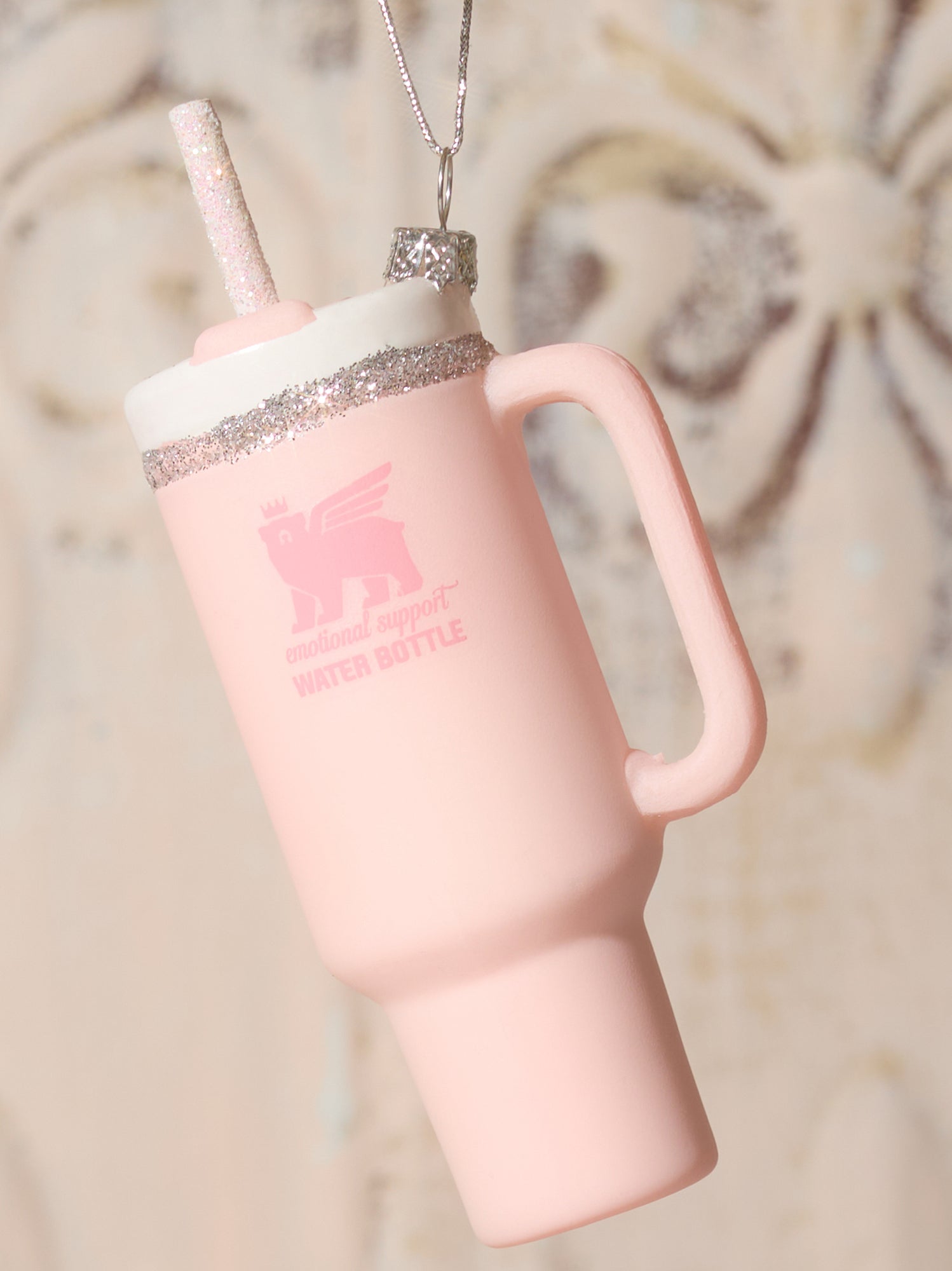 Pink Stanley Water Bottle Glass Ornament
