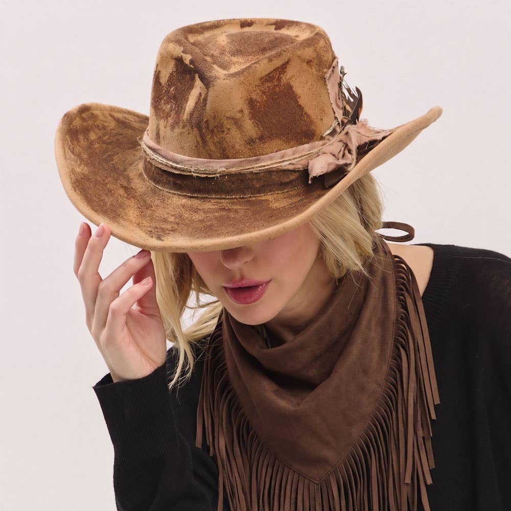 SUEDE TRIANGLE LASET CUT FRINGE SCARF
