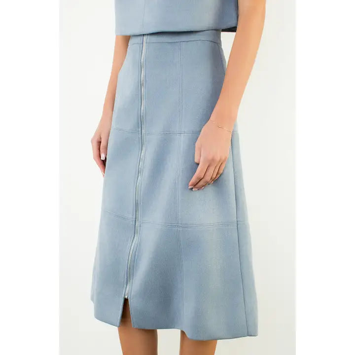 Suede Zipper Skirt