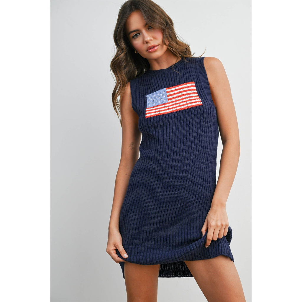 American Flag Graphic Sleeveless Knit Dress