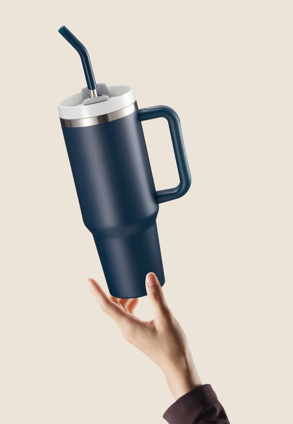 Kook Stainless Steel Tumbler, with Straw and Handle, 40 oz