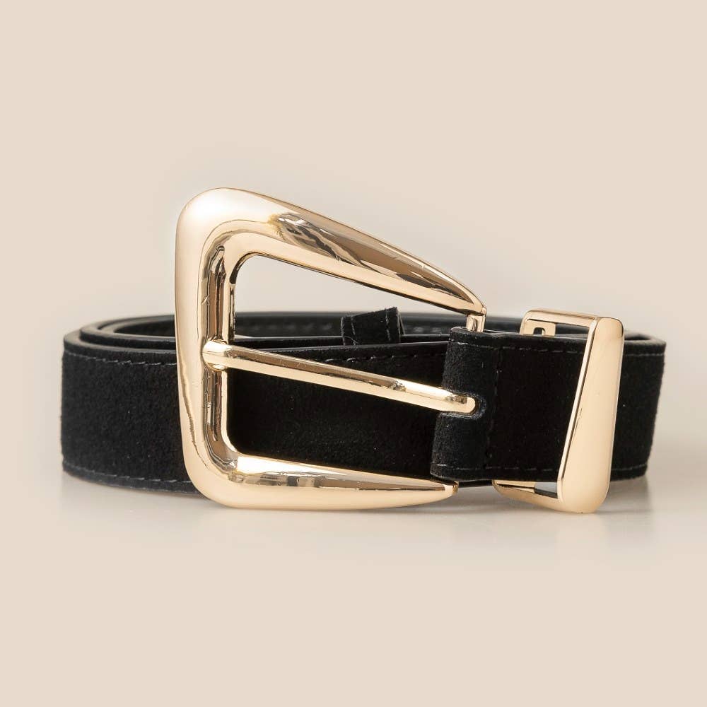 Warped Buckle Leather Belt