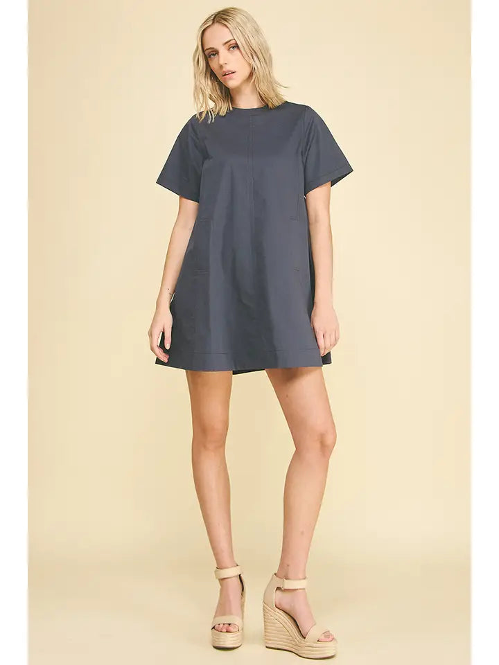 Tunic Mini Dress with Tucked Detail At Back