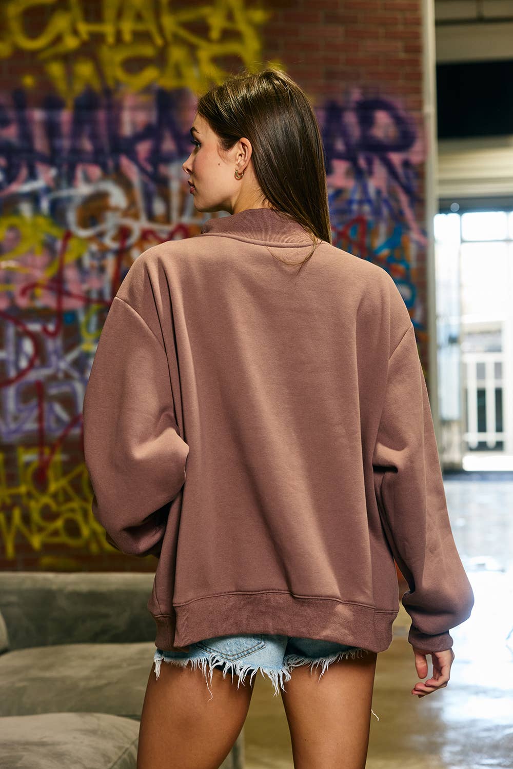 'Howdy' Mock-Neck Sweatshirt
