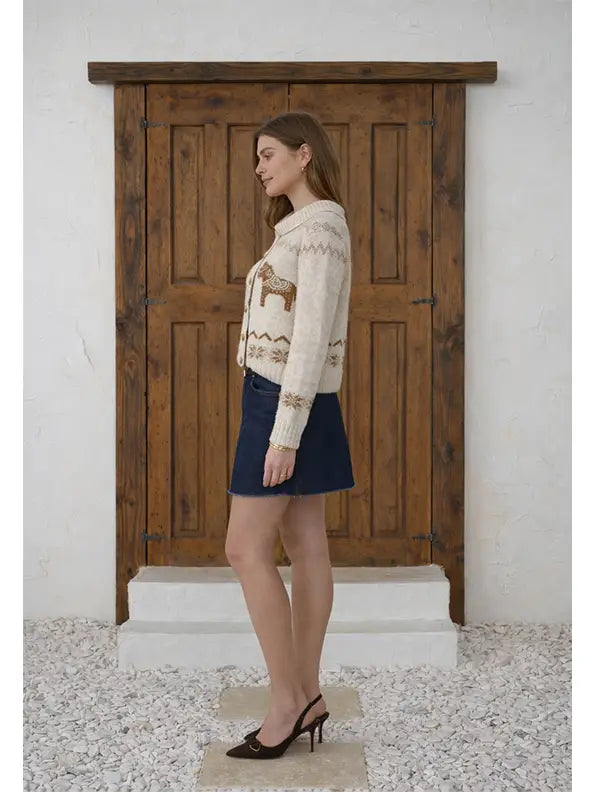 NORDIC PONY BUTTON DOWN CARDIGAN