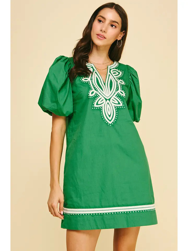 Embroidered Detail Mini Dress