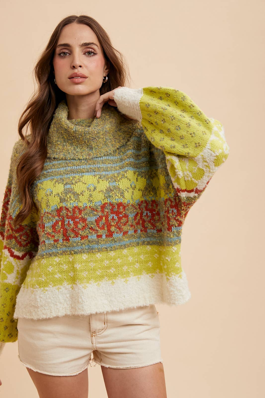 MULTI COLORED KNITTED TURTLENECK