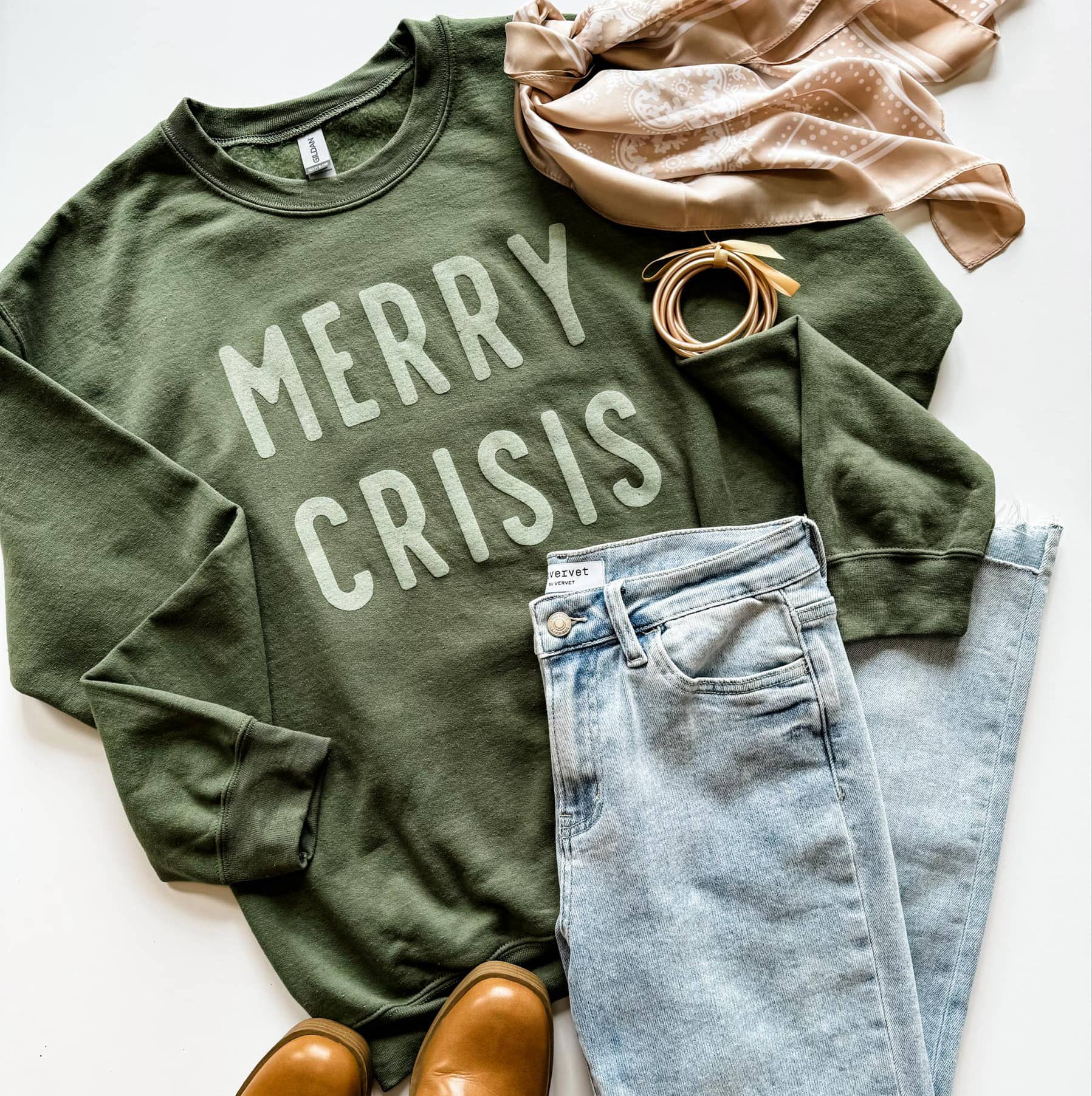 Merry Crisis Christmas Sweatshirt, Christmas Crewneck