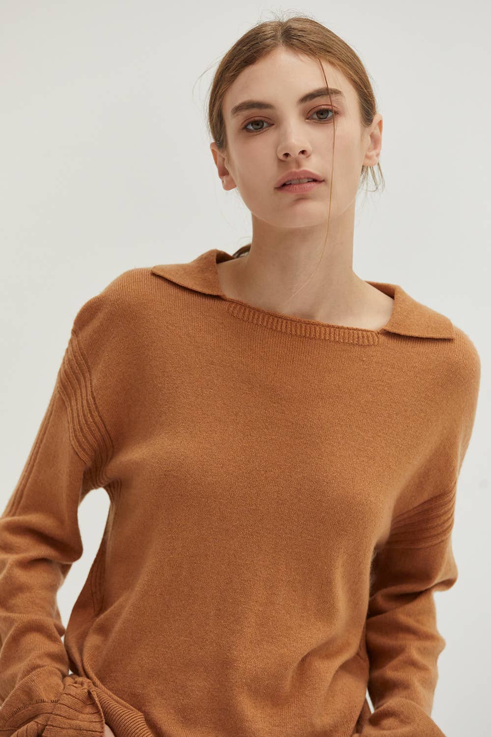 CT8877 - Maline Cashmere Softened Collared Sweater Top