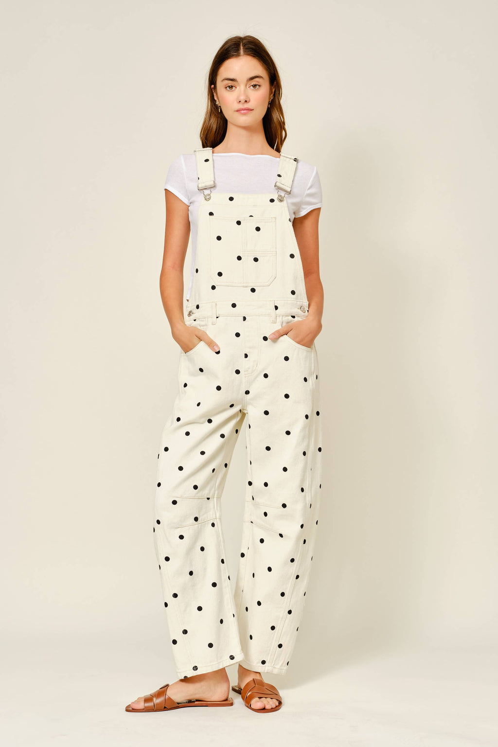 RELAX FIT POLKA DOT DENIM OVERALL