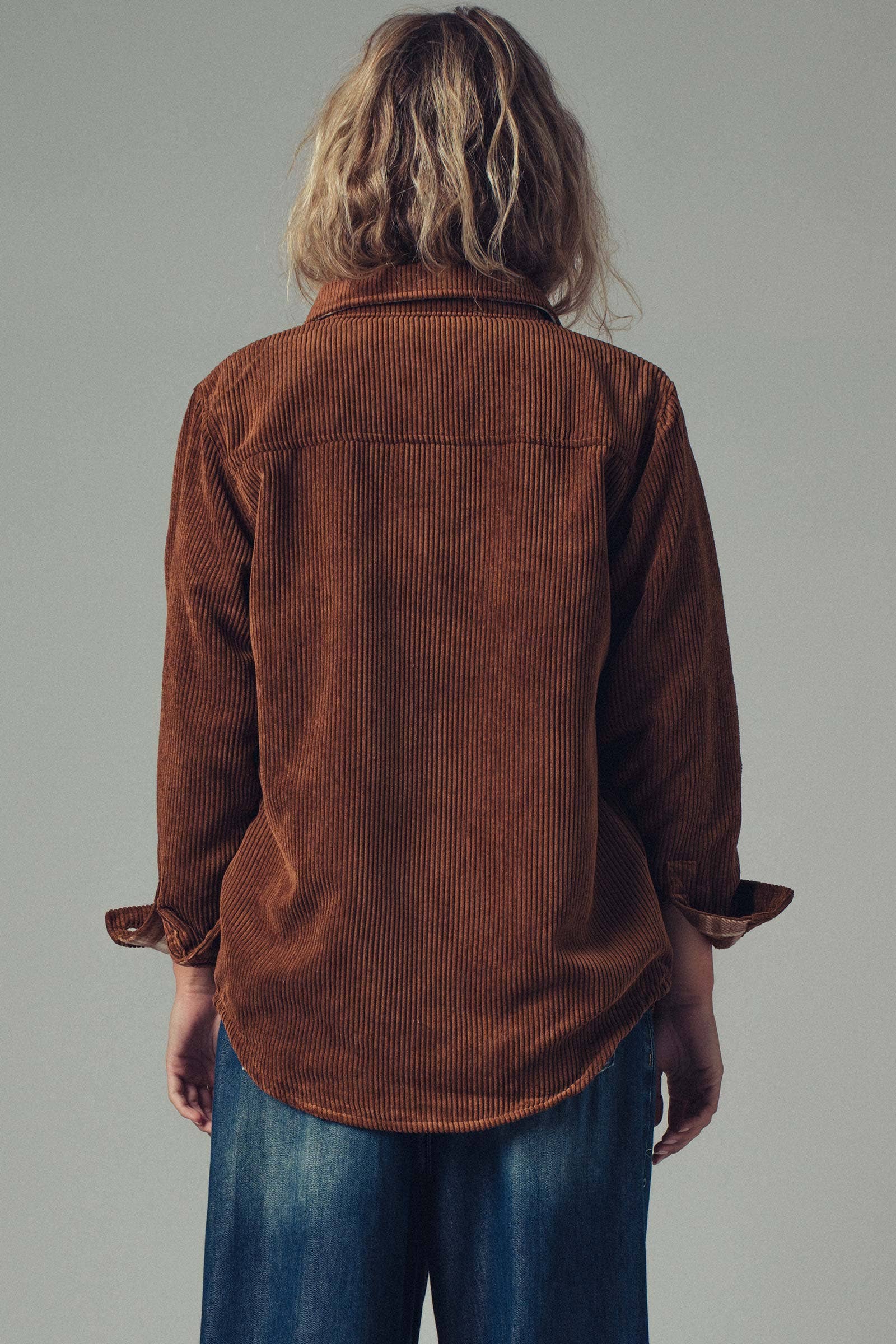 Plaid Lined Corduroy Flannel Shacket