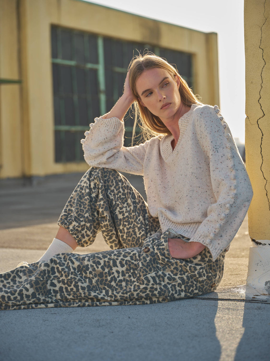 LEOPARD PRINT RELAXED FIT PULL-ON PANTS