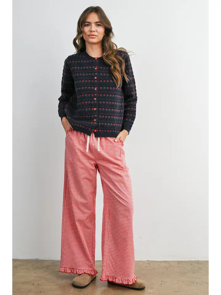 Navy Floral Button-Front Cardigan