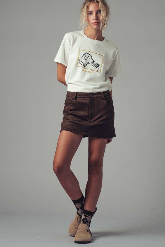 Faux Suede Mini Skirt with Inner Shorts