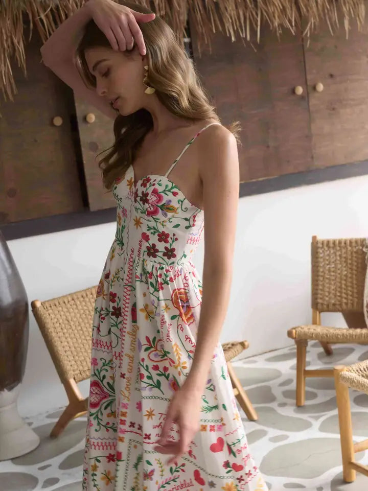Summer Print Cotton Midi Dress