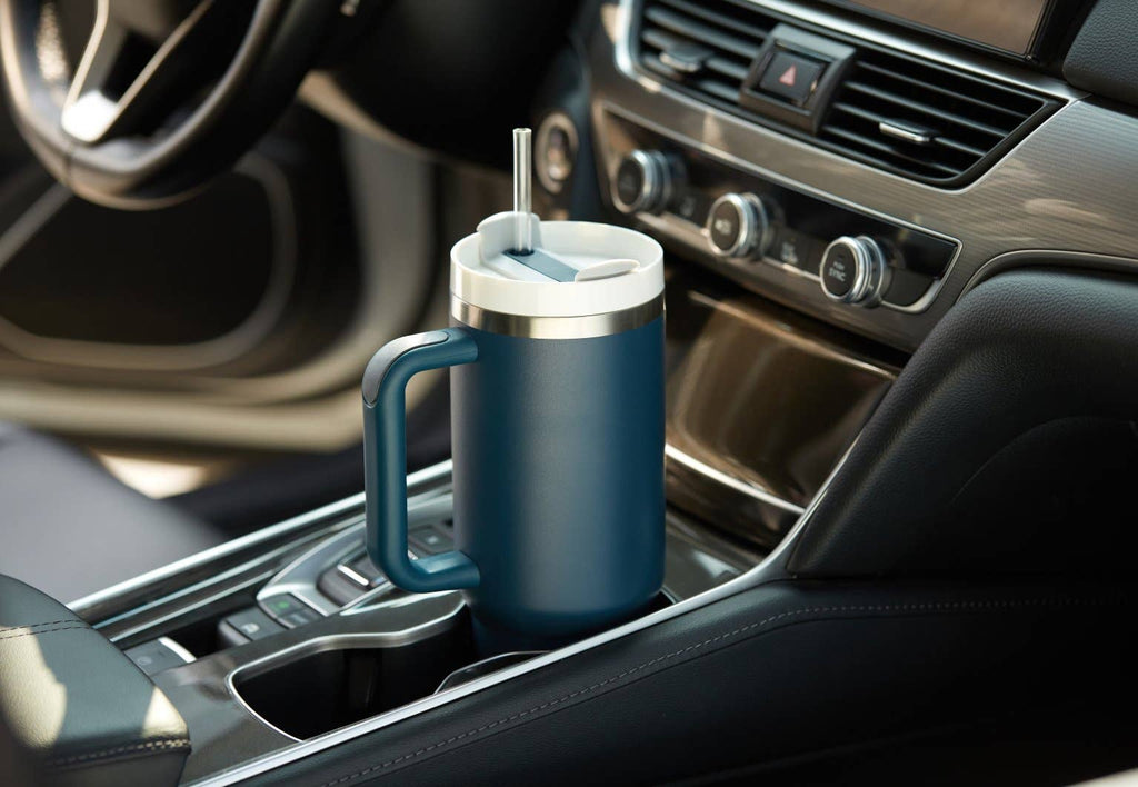 Kook Stainless Steel Tumbler, with Straw and Handle, 40 oz