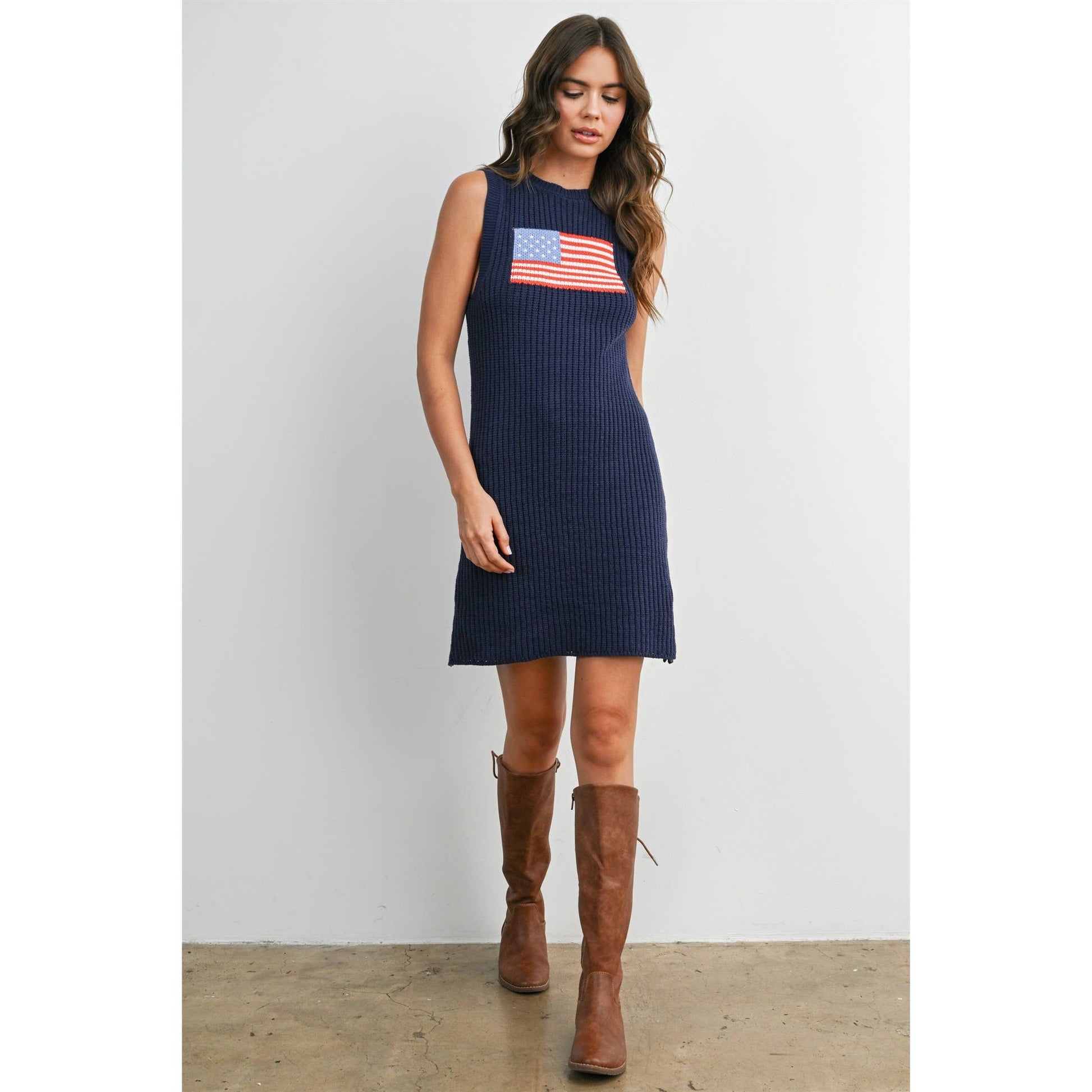 American Flag Graphic Sleeveless Knit Dress