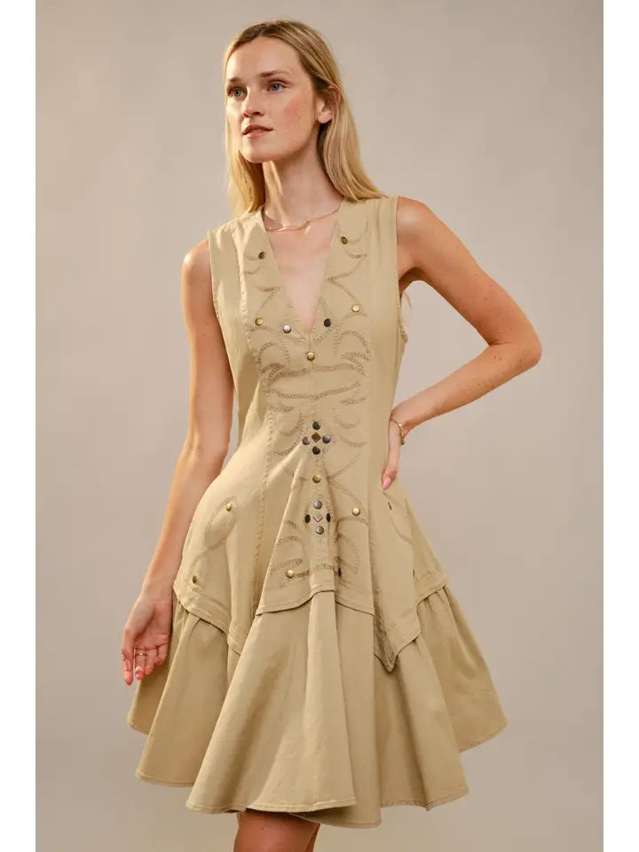 Western Stitch Sleeveless Flare Denim Dress