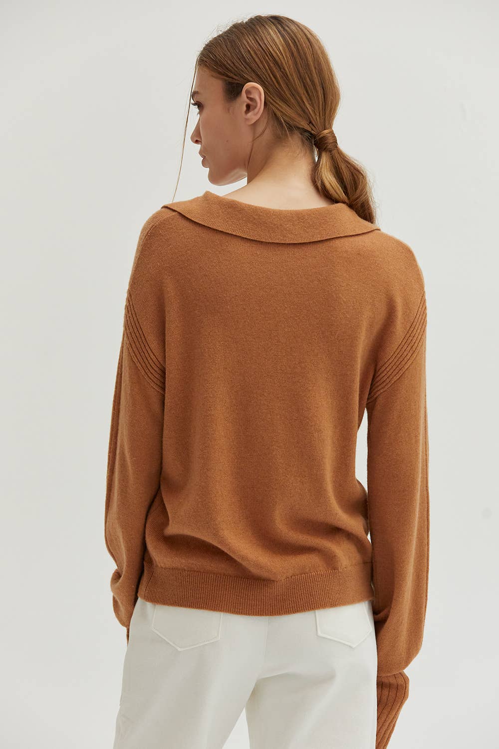 CT8877 - Maline Cashmere Softened Collared Sweater Top
