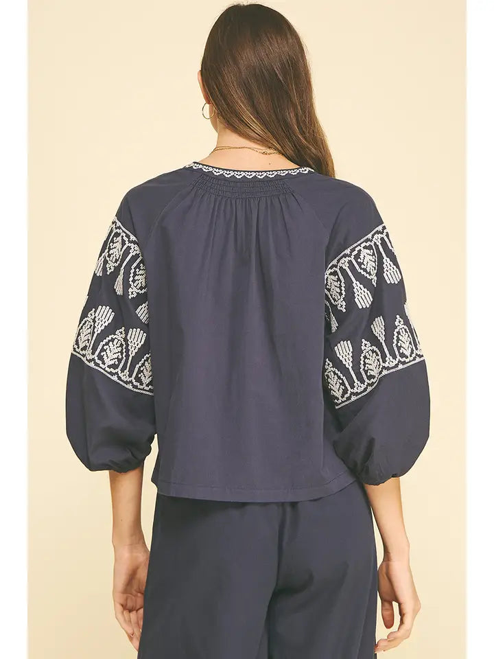 Embroidered Detail Blouse Top