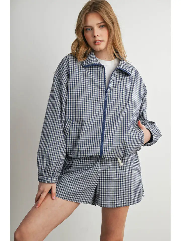 Tie-Front High-Waisted Gingham Shorts