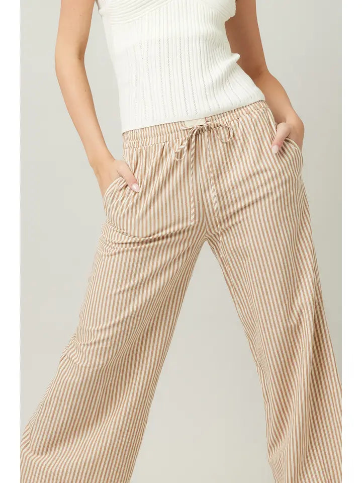 STRIPED WIDE LEG PANTS