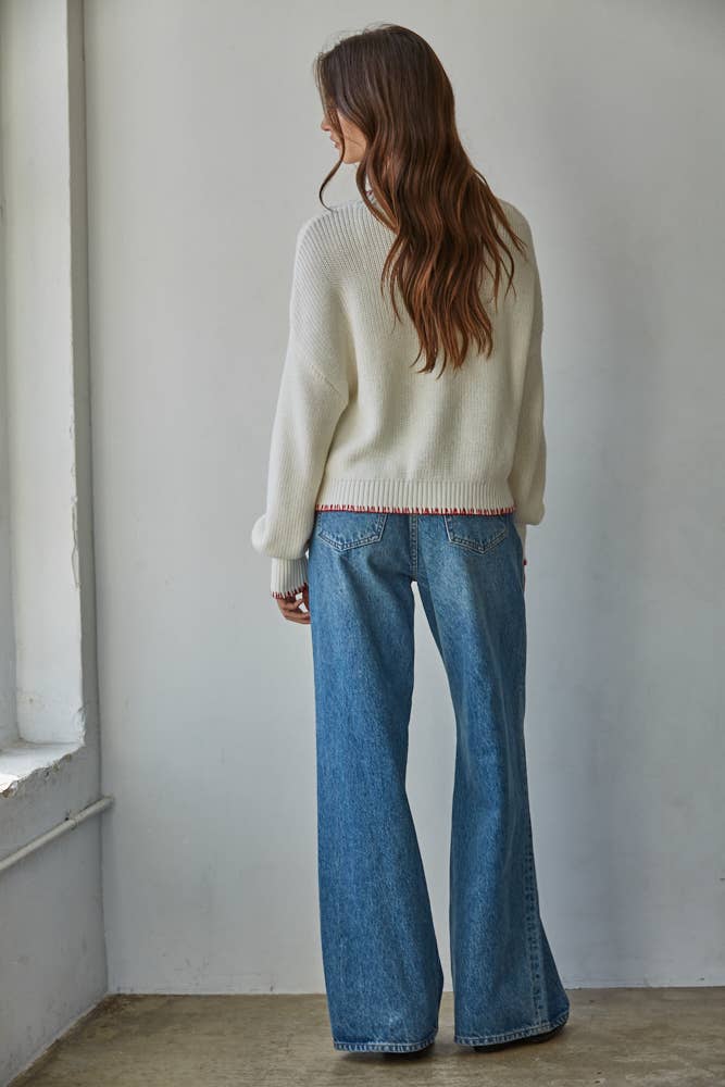 Knit Sweater American Flag Pullover