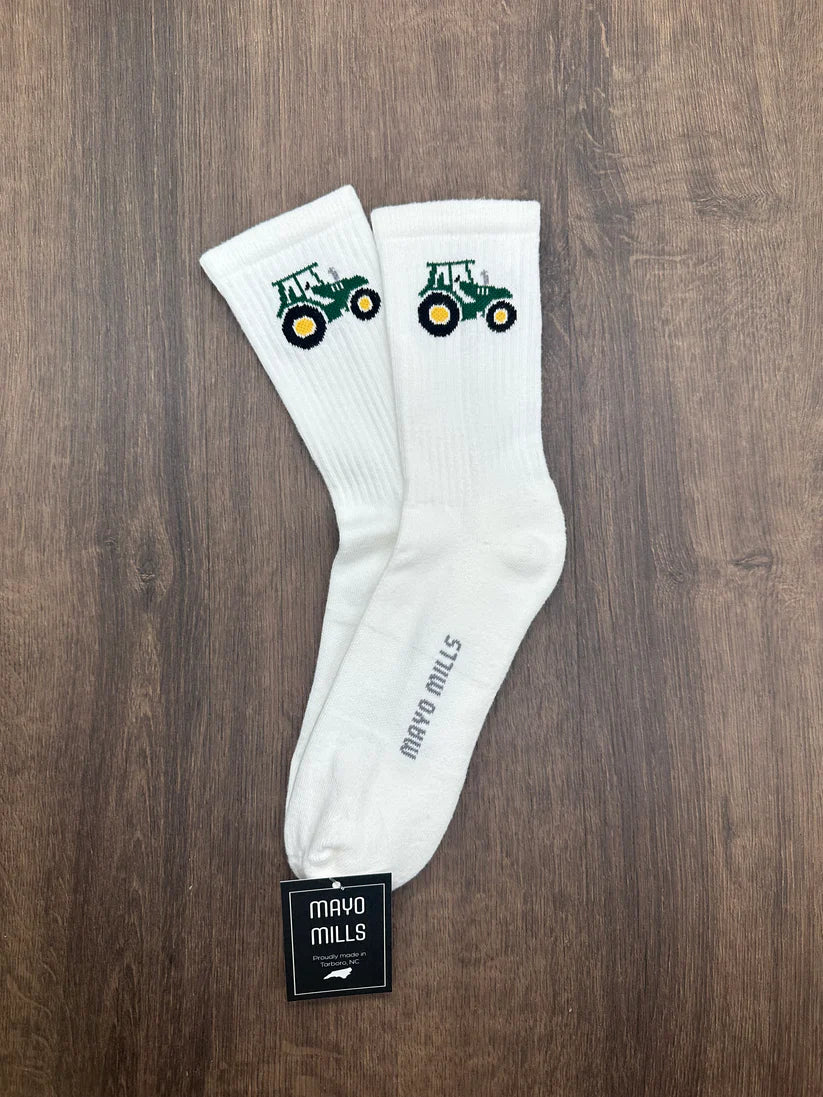 Green Tractor Quarter Crew Sock