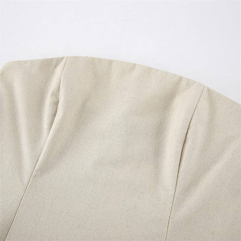 Solid Color Strapless Backless Maxi Dress - KHAKI