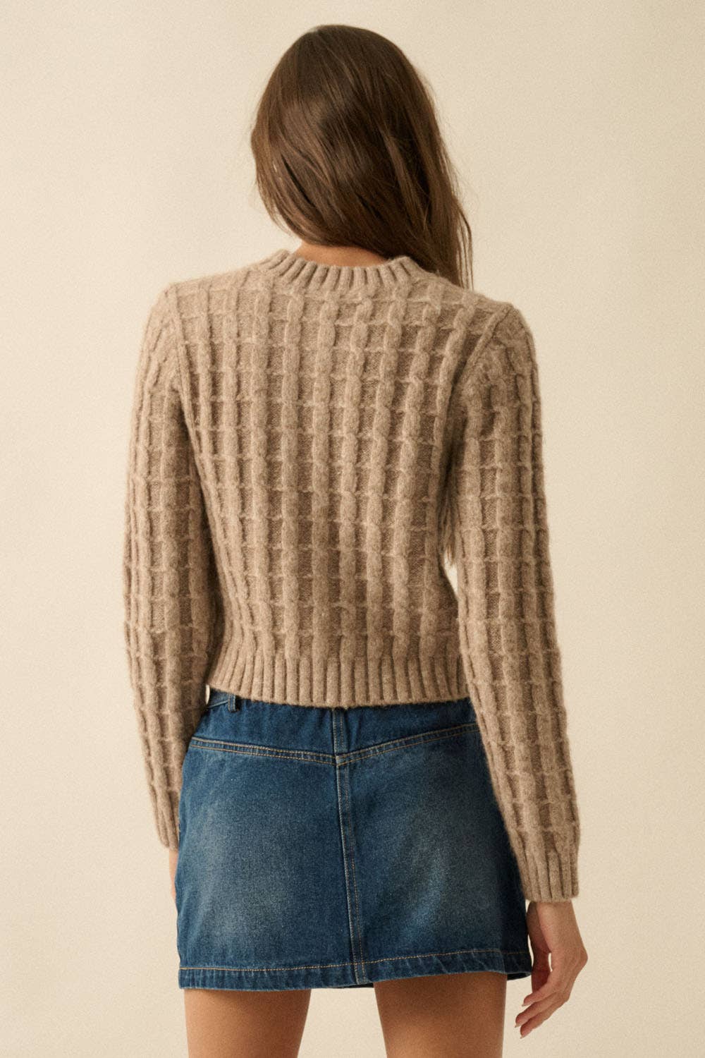 Cable Knit Button-Up Cardigan Sweater