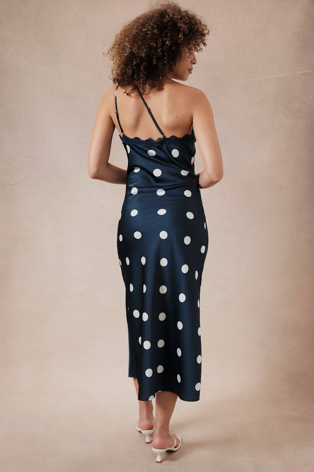 Polka Dot Midi Dress Navy/Cream / M