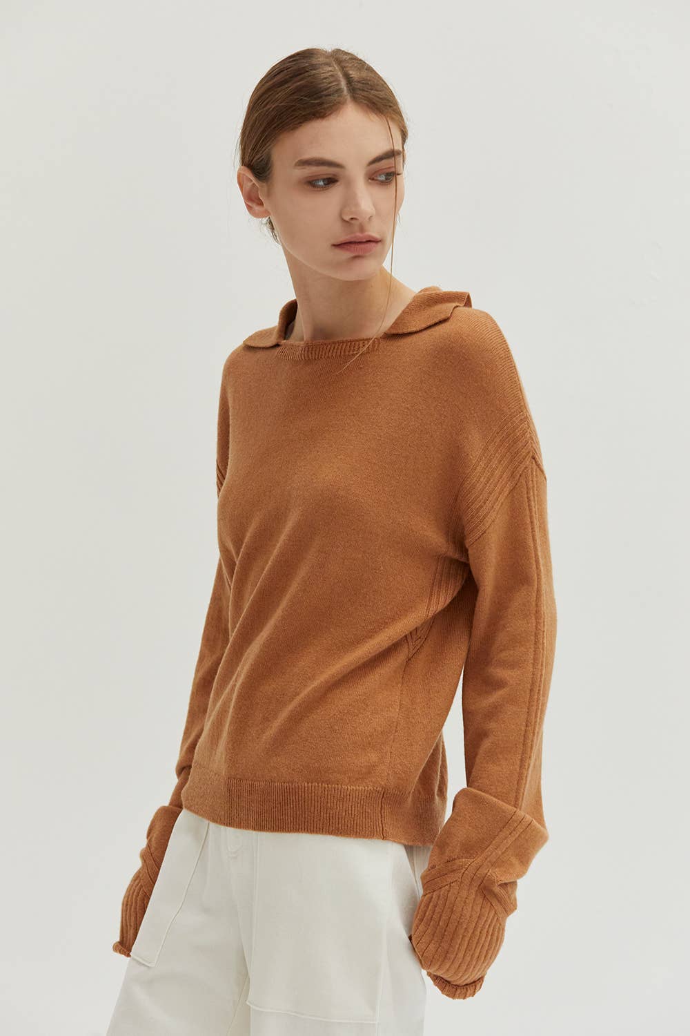 CT8877 - Maline Cashmere Softened Collared Sweater Top