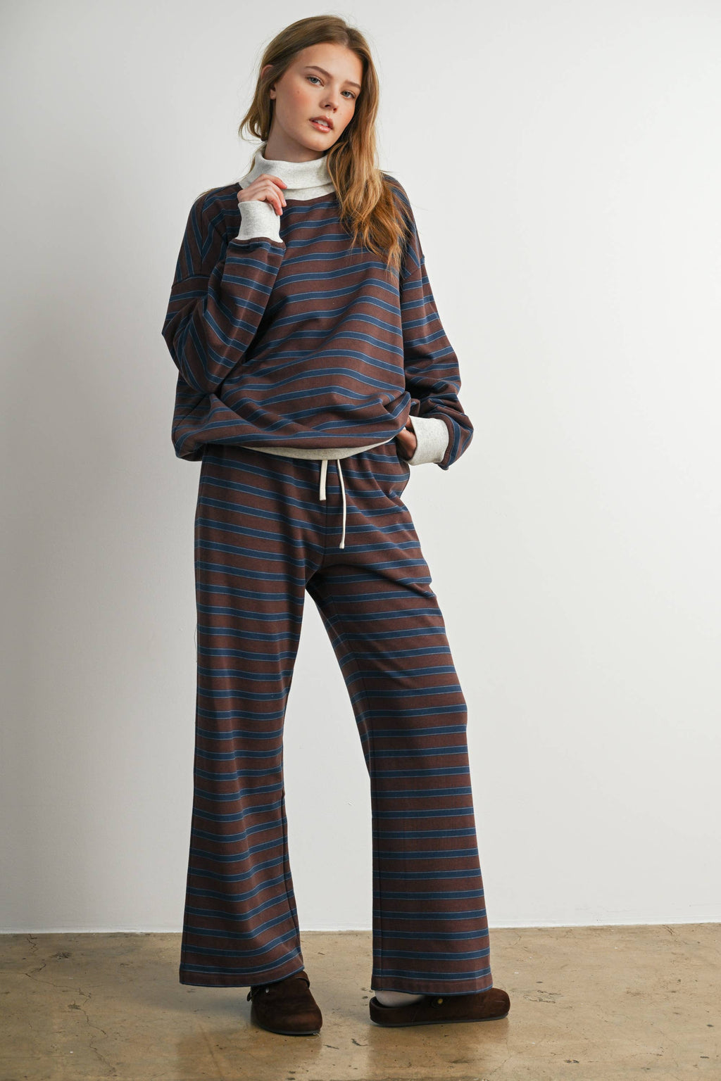 Stripe Wide Leg Knit Pants