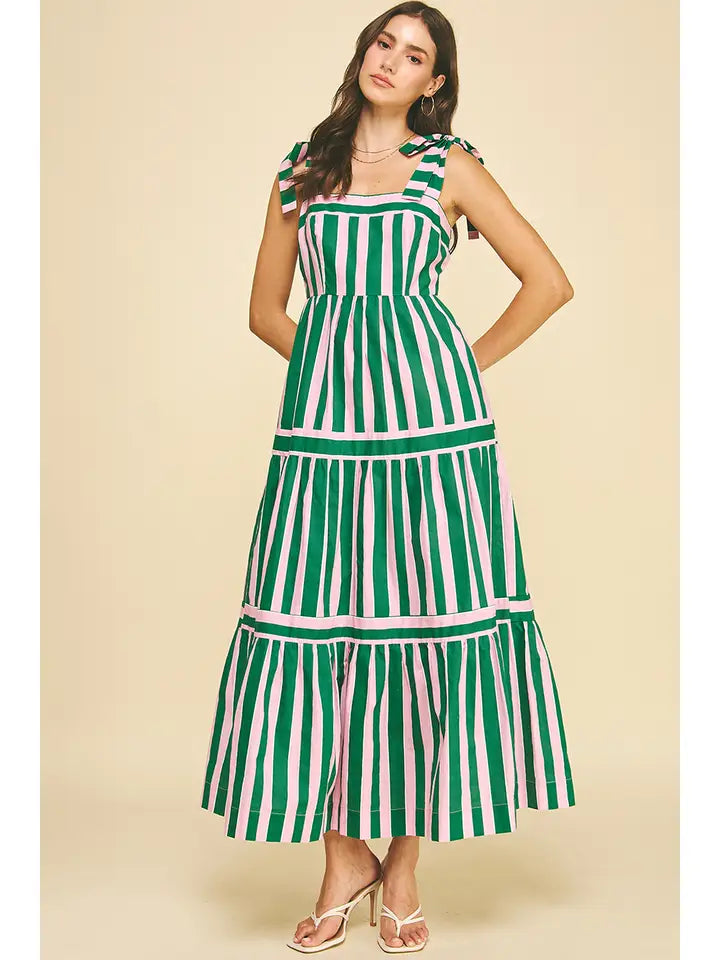Multi Color Striped Tiered Maxi Dress