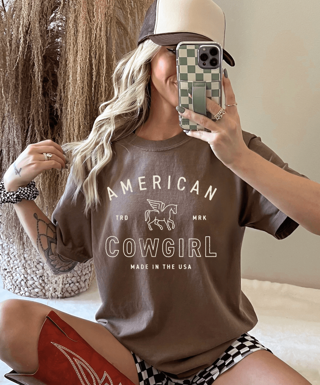 American Cowgirl Graphic Tee - Espresso