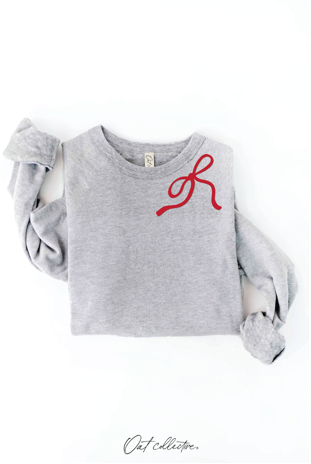 RIBBON BOW PUFF NECKLINE  Graphic Sweatshirt