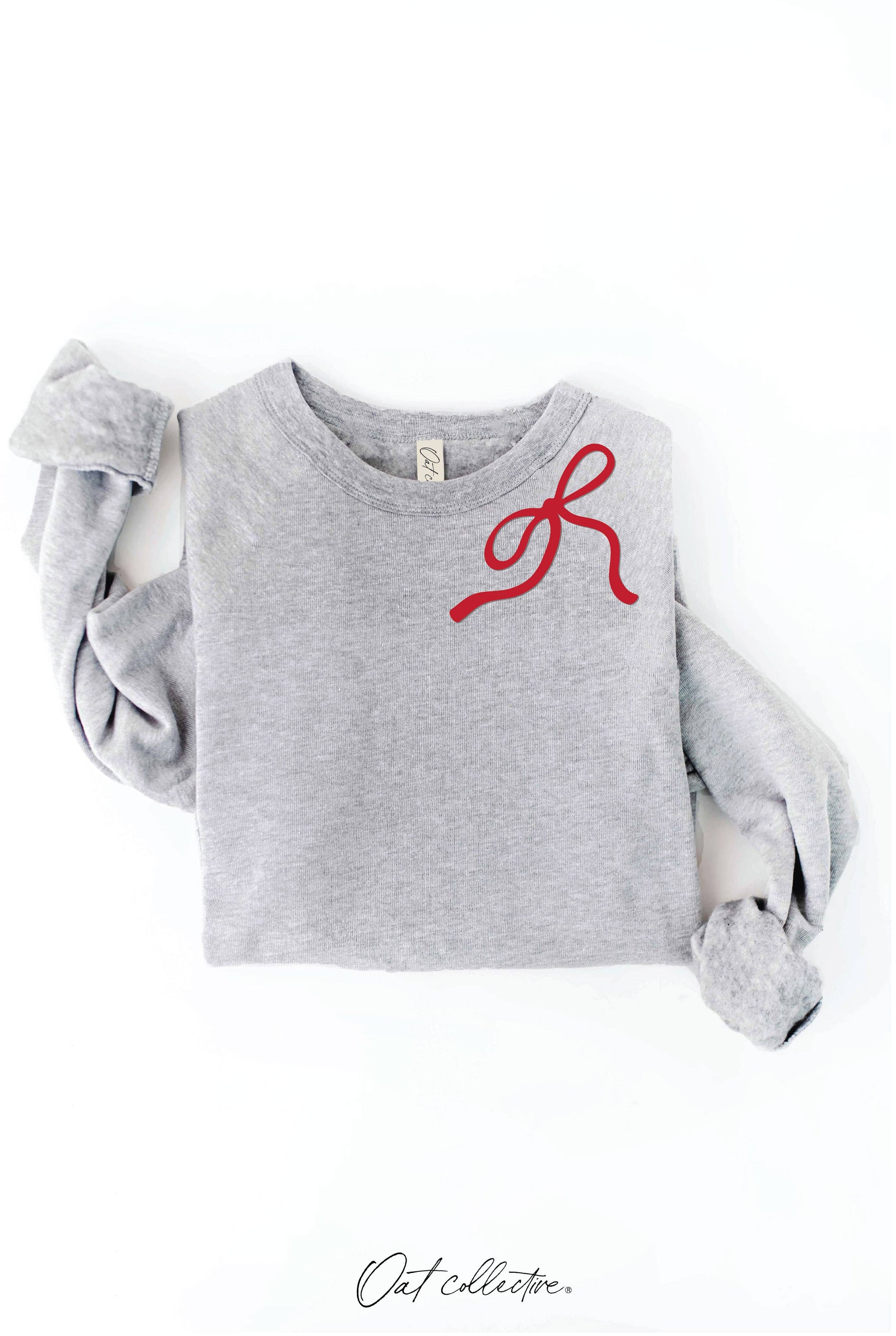 RIBBON BOW PUFF NECKLINE  Graphic Sweatshirt
