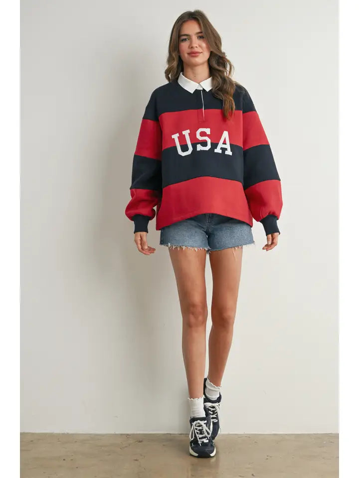 Striped USA Rugby Top
