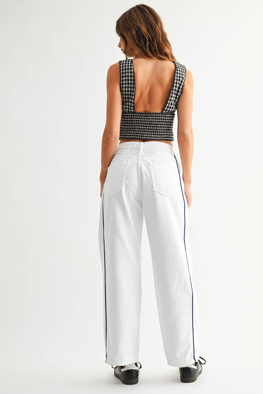 White Barrel Jean - High-Rise Wide Leg Curved Denim