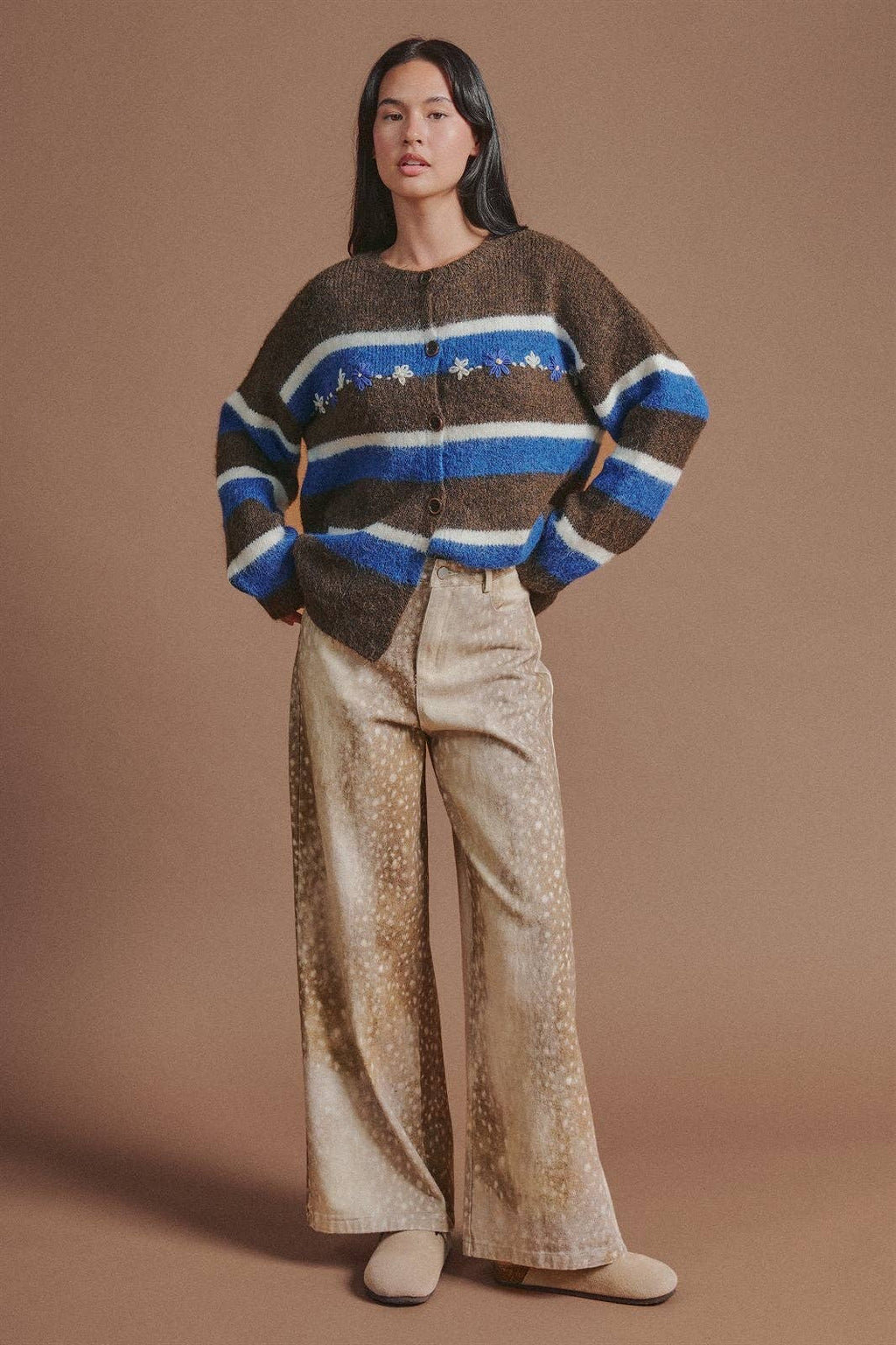 Deer Spot Wide Leg Twill Pants
