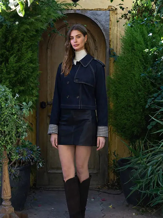 Denim Double Breasted Trench Jacket