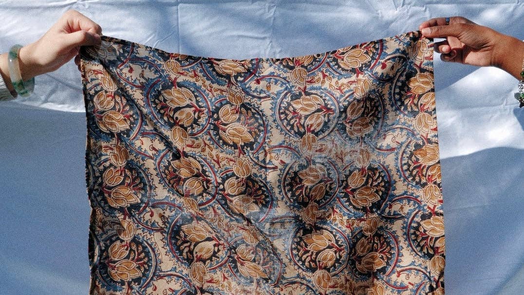 Golden Bloom - Kalamkari Cotton Bandana