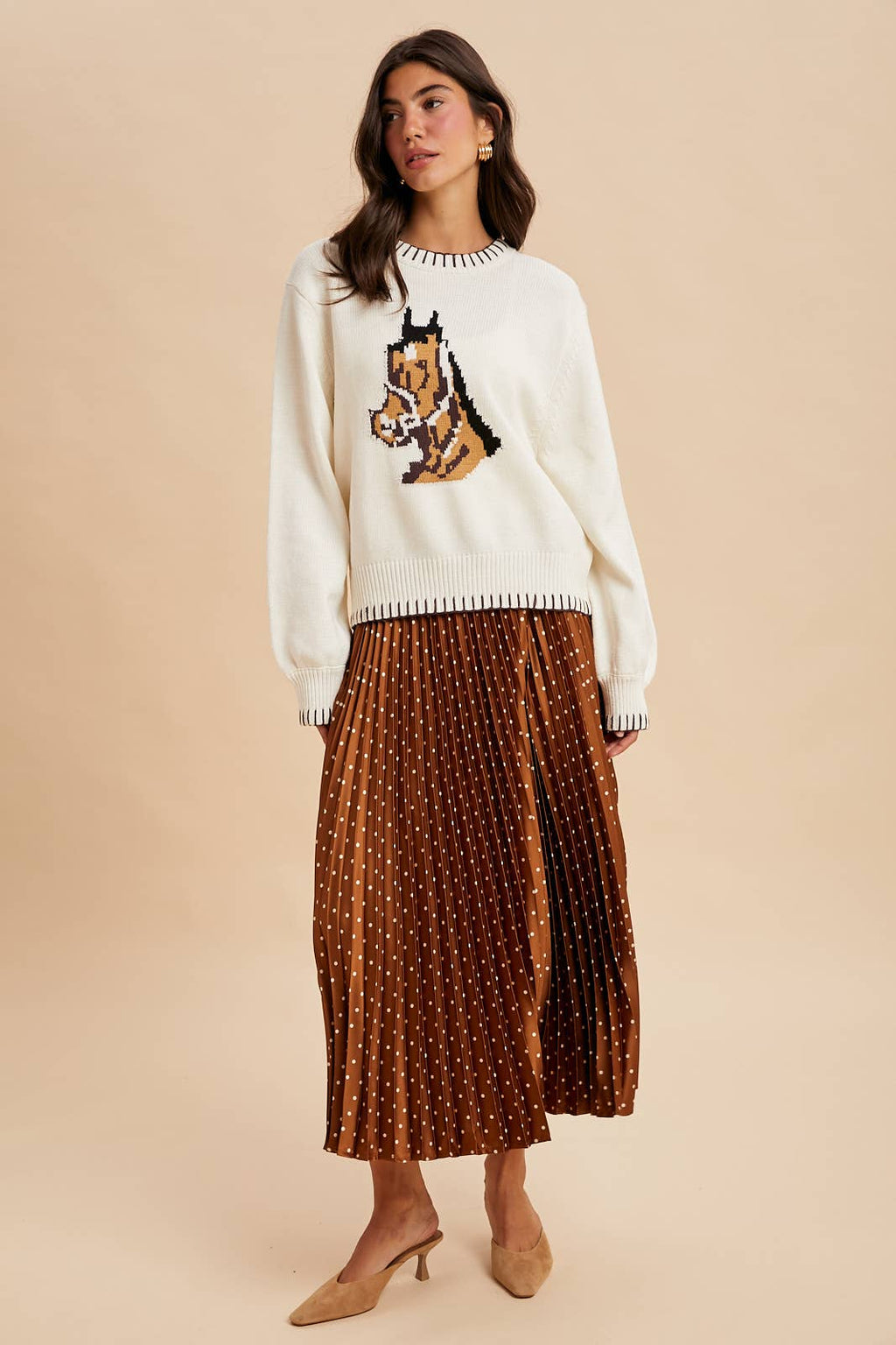 HORSE MOTIF KNITTED SWEATER