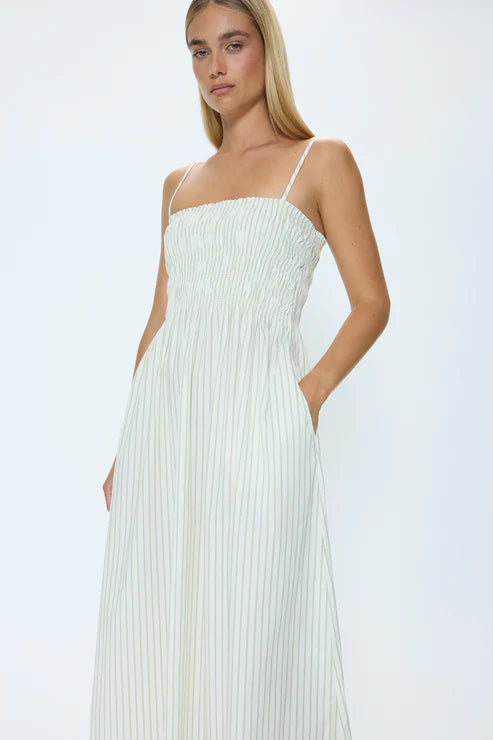 Bianca Shirred Stripe Bodice Dress
