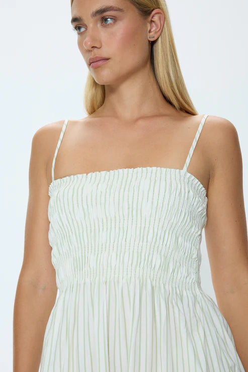 Bianca Shirred Stripe Bodice Dress