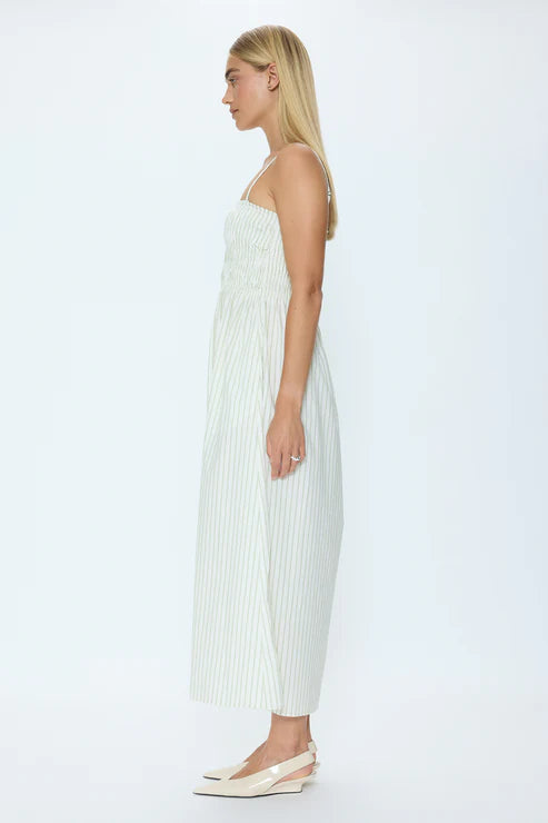 Bianca Shirred Stripe Bodice Dress