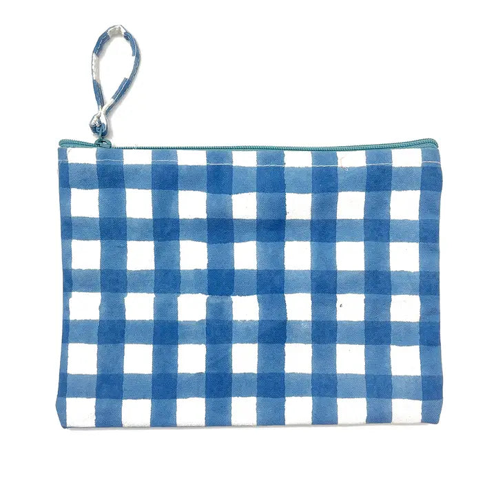 Block-Printed Canvas Zipper Pouch