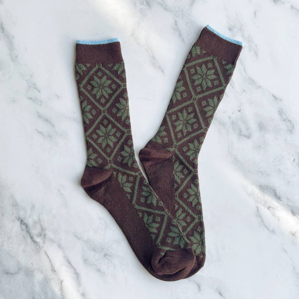 Men's Jacquard Winter Snowflakes Socks