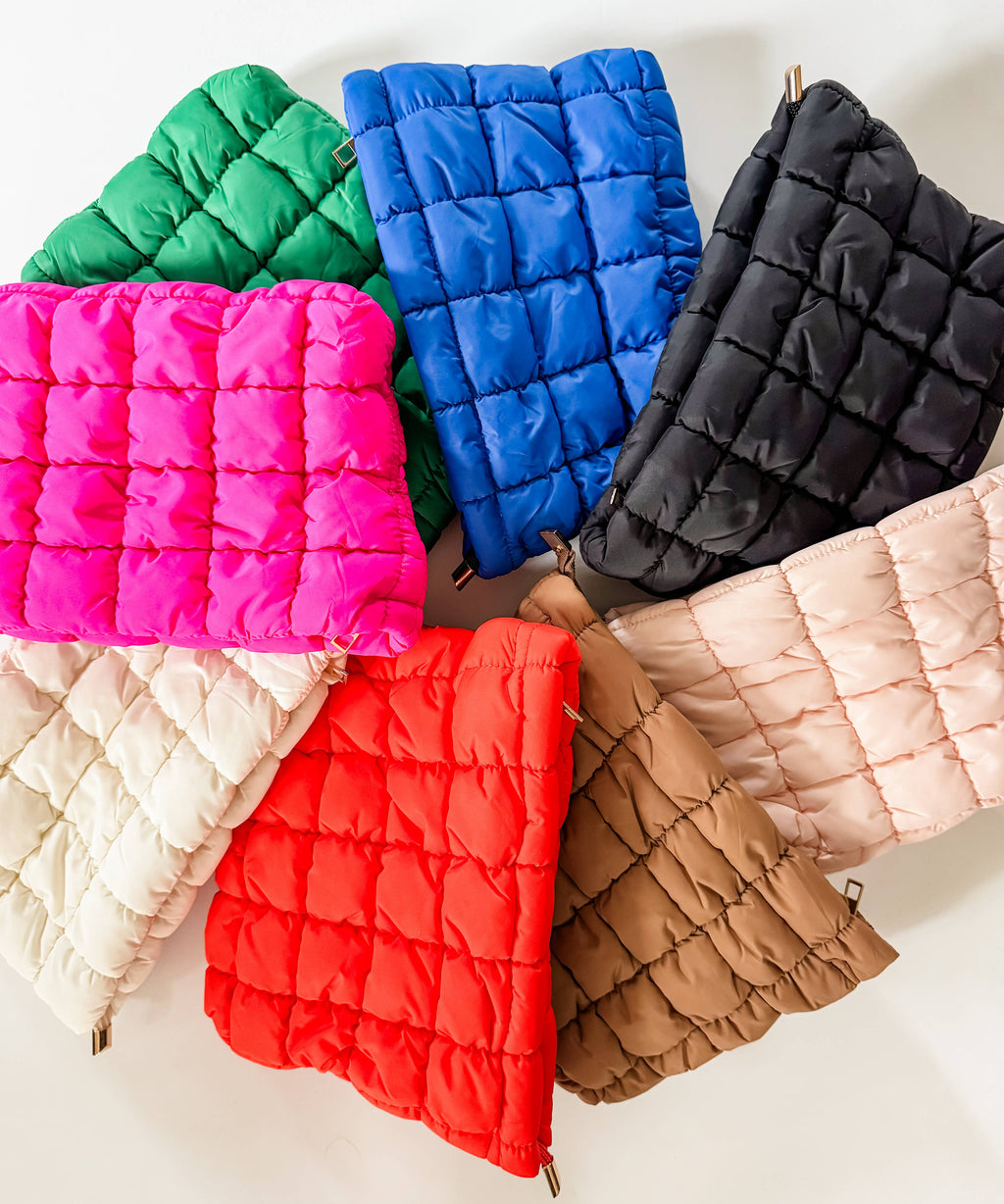 Quilted Puffer Makeup Bag Cosmetic Travel Pouch